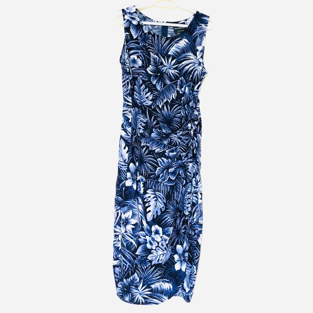 Floral Blue Sleeveless Dress